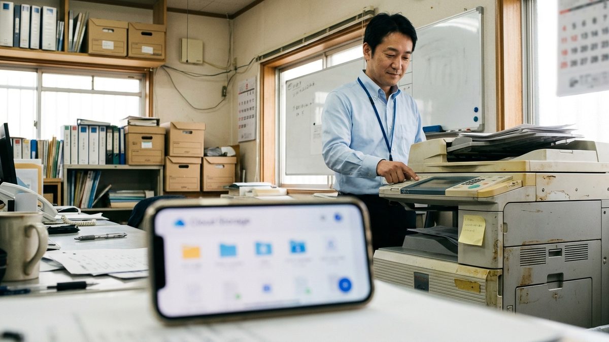 使い慣れた複合機でスキャンした書類が、そのままクラウドのフォルダに届くイメージ